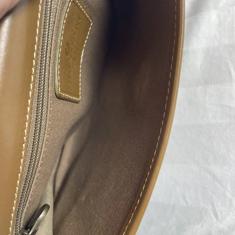 Charles‎ Jourdan Brown Clutch Pouch Bag w Lock Keys Magnetic Zip Closure Japan